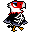 Amelia the black, white, and red eagle